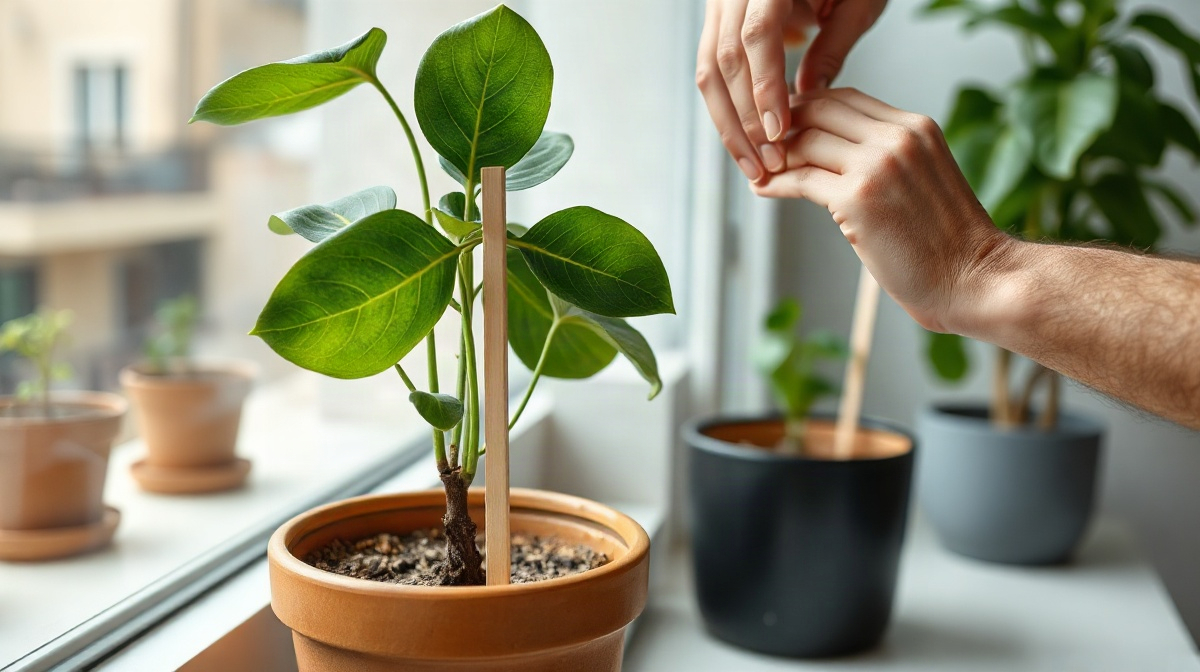Le tuteur d'une plante, à poser