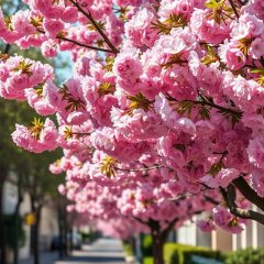 Les arbres à fleur rose