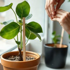 Le tuteur d'une plante, à poser